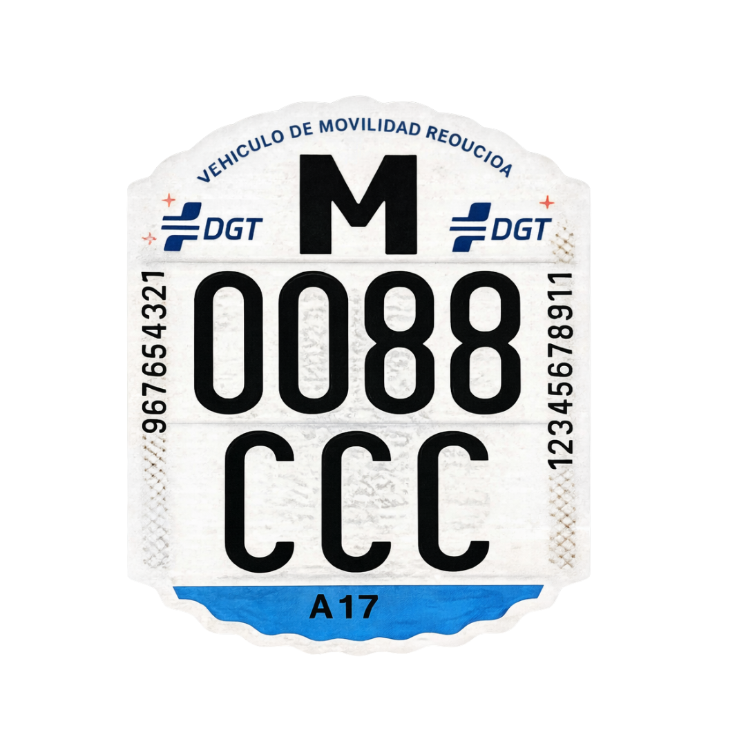Matrícula DGT para patinete eléctrico VMP impresa en Las Palmas de Gran Canaria